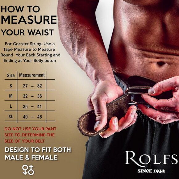 Rolfs Leather Gym Belt Fitness Weight Lifting Belt for Men & Women size Medium - Picture 4 of 7